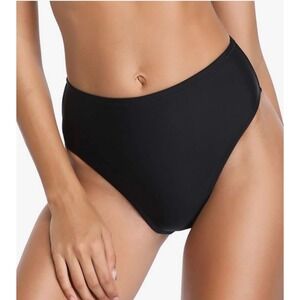 NEW Relleciga Black‎ Large High Waist Bikini Bottom Swimwear Retro High Cut